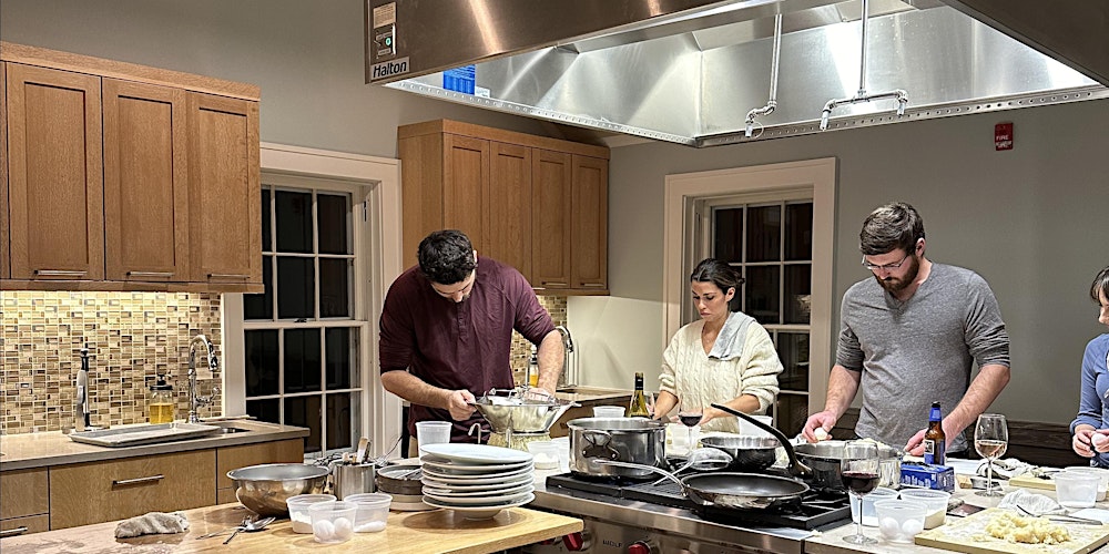 Chef Colin leading the gnocchi-making process, focusing on technique for perfect, pillowy dumplings.